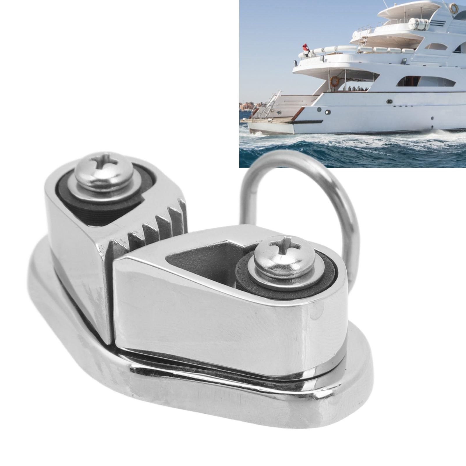Stainless Steel Marine Cam Cleat - Heavy Duty Fairlead Leading Ring & Anchor Rope Cleats for 3-12mm Ropes - Durable Sailing Cleat for Boat Deck Rope Management - Perfect for Sailboats, Yachts & Marine Applications