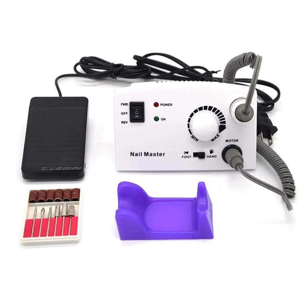 Professional Electric Nail Drill Kit 30000RPM - Portable Manicure Pedicure Machine for Acrylic & Gel Nails - White | At-Home Salon, Nail Art Design, DIY Nail Care