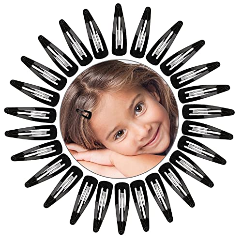 Nyamah Snap Hair Clips for Women & Girls - 6 Pairs Black Plain Hairpins for Styling, Updos & Braids - Non-Slip Tic Tac Hair Accessories for School, Work & Special Occasions