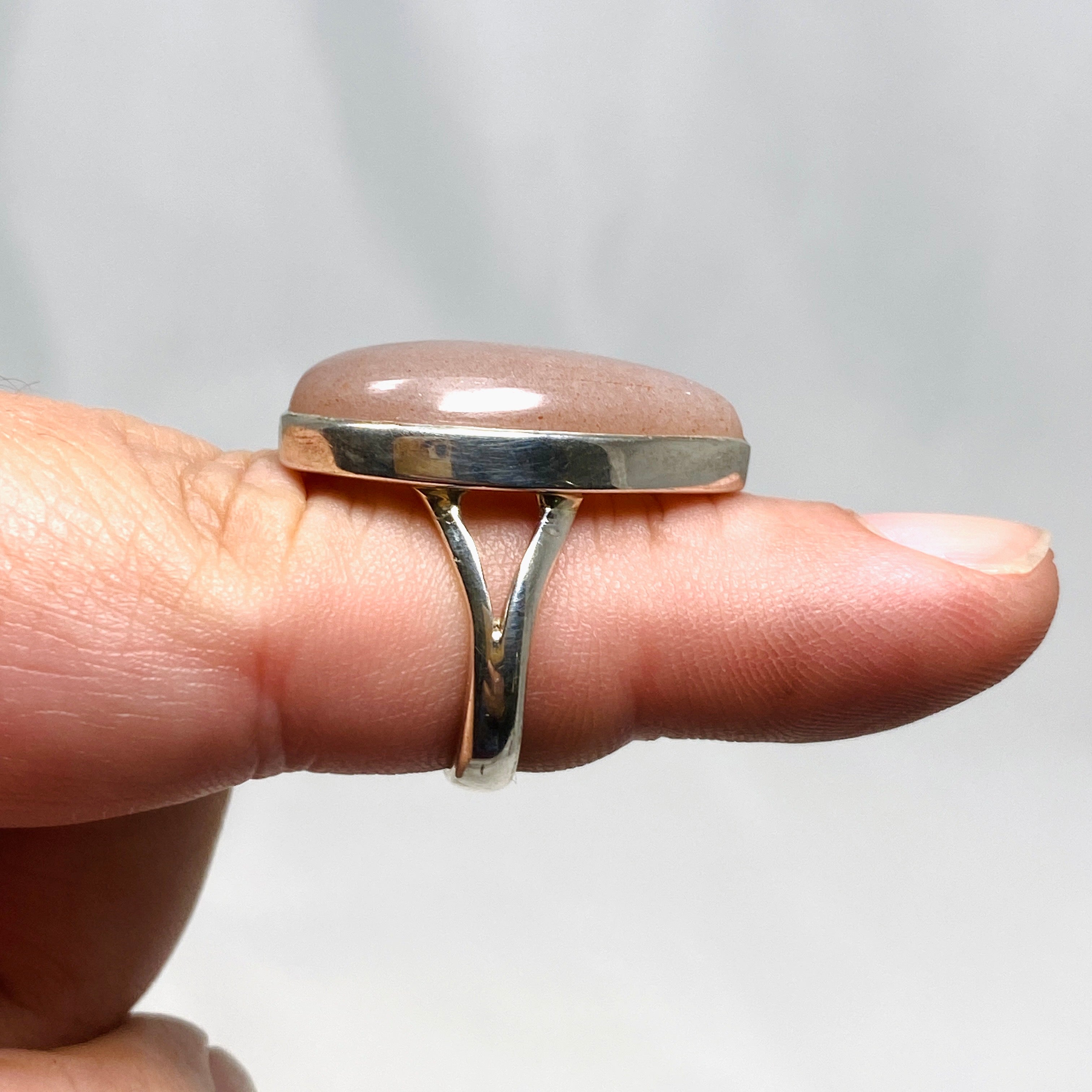 Peach Moonstone Teardrop Ring - Size 7 Silver Jewelry KRGJ2172 | Elegant Dainty Ring for Women, Perfect for Weddings, Parties & Everyday Wear