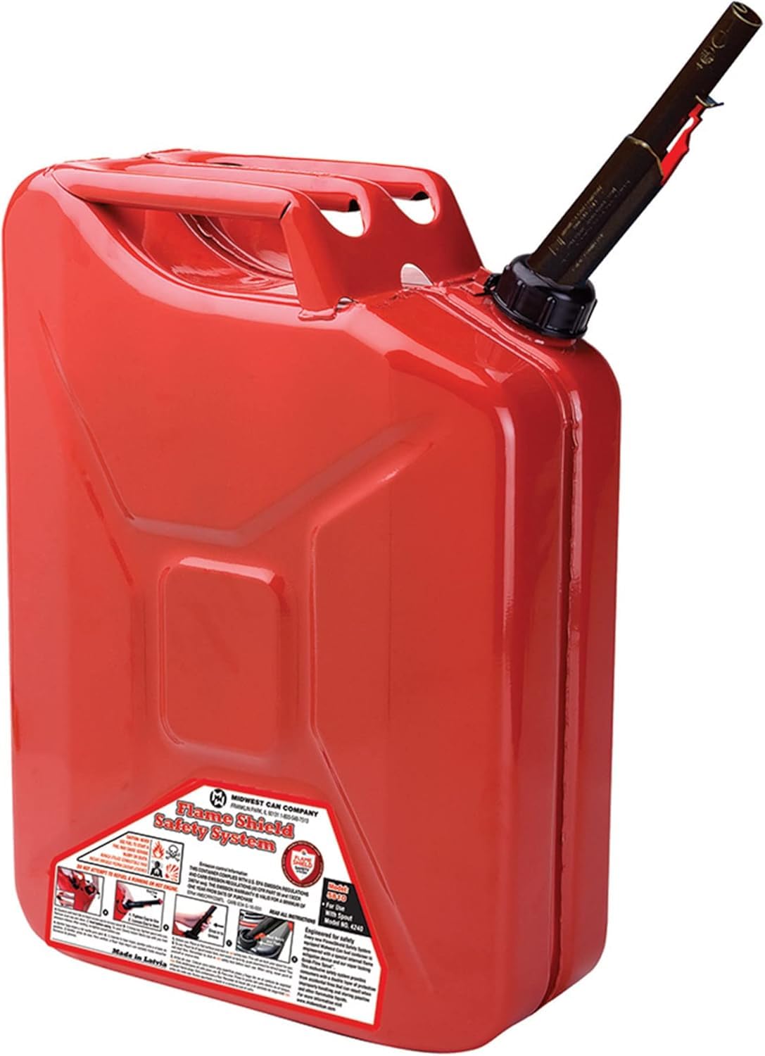 5 Gallon Midwest Jerry Gas Can - Heavy Duty Metal Fuel Container for Emergency, Camping, and Outdoor Use