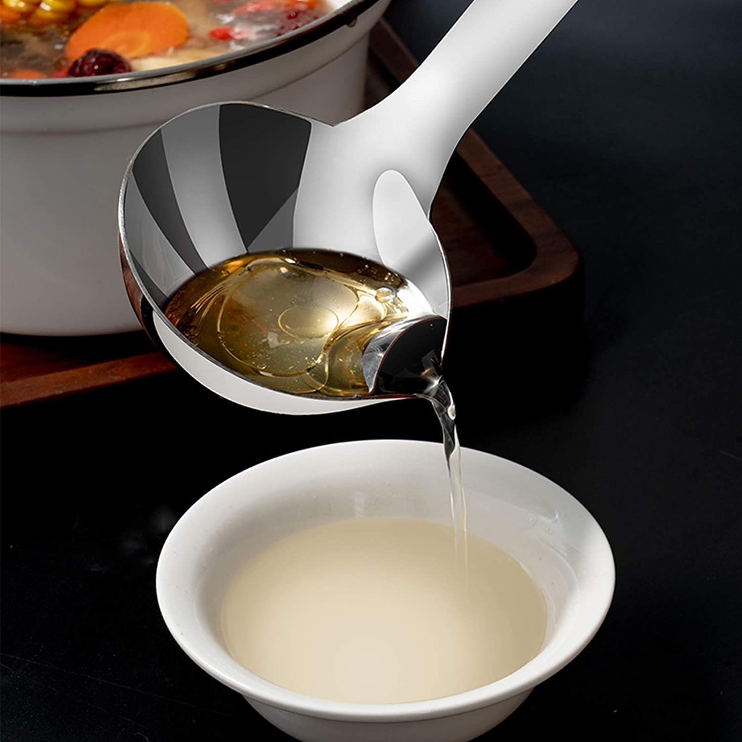 Stainless Steel Oil Soup Separating Spoon - Durable & Easy to Clean Kitchen Tool for Hot Pot, Pho, Ramen, Stew & Home Cooking