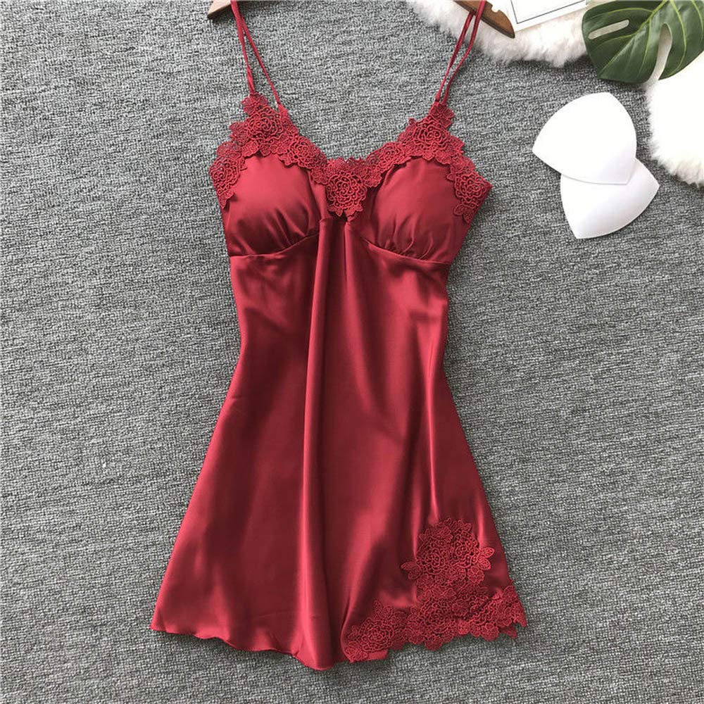 Sexy Lingerie for Women - Lace Chemise Sleepwear Babydoll with V-Neck & Adjustable Straps - Romantic Nightwear for Bedroom & Special Occasions