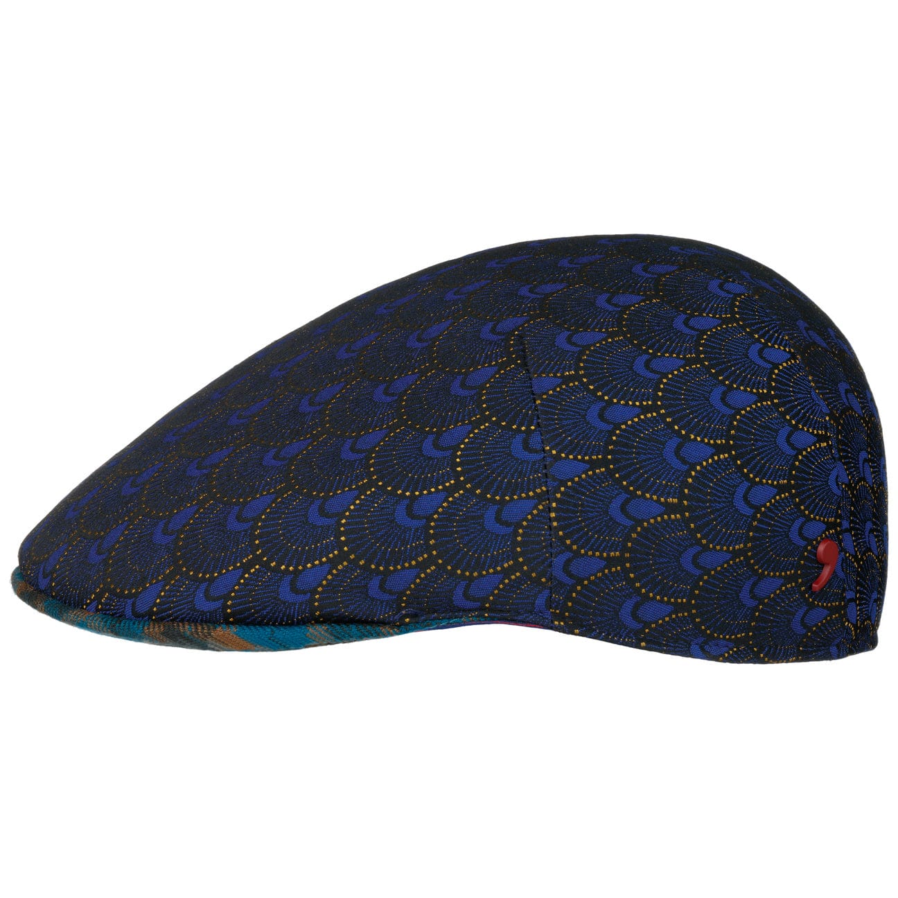 Alfonso D'Este Pavone Flat Cap for Men - Classic Peacock Feather Design Wool Hat for Casual Wear, Outdoor Activities & Vintage Fashion