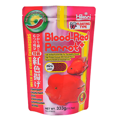 Hikari Tropical Blood Red Parrot Floating Pellet Fish Food - Premium Nutrition for Cichlids, Parrot Fish & Tropical Fish - Ideal for Aquarium & Pond Feeding