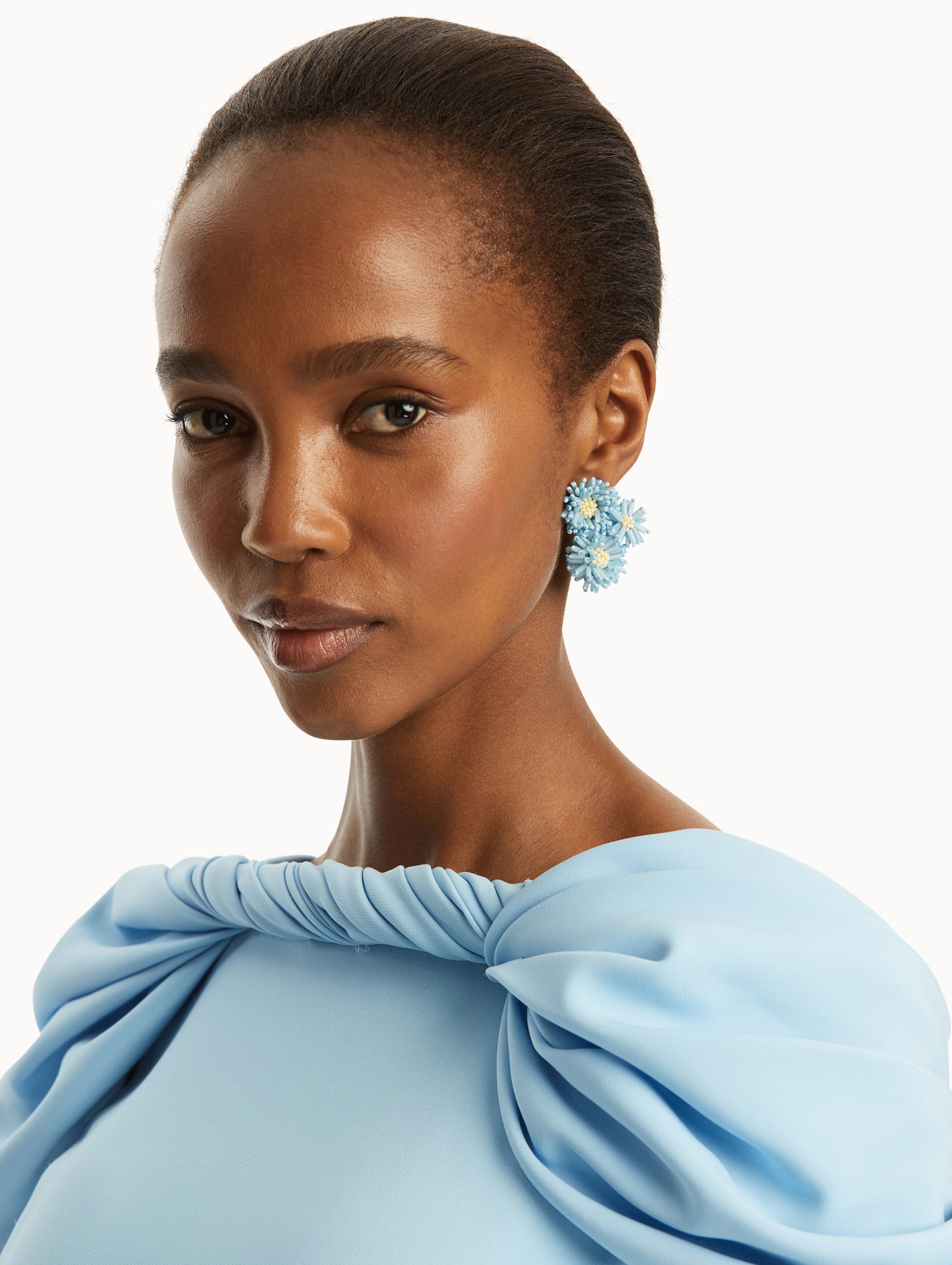 Pompom Flower Clip-On Earrings for Women - Boho Floral Hair Accessories & Non-Pierced Earrings - Perfect for Weddings, Parties & Everyday Wear