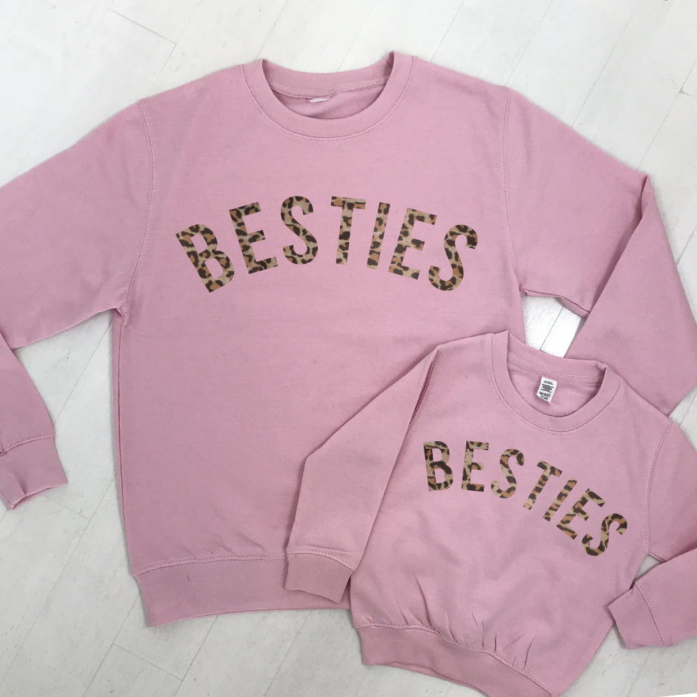 Best Friends Leopard Print Matching Sweatshirts for Women - Cute Couple Outfits for BFFs, Sisters or Couples - Perfect for Girls Night Out, Birthday Gifts or Casual Wear