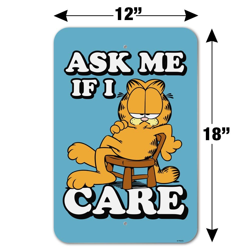Garfield 'Ask Me If I Care' Funny Office Sign - Cute Cartoon Home & Business Decor - Perfect for Work Desks, Break Rooms, and Gift Giving