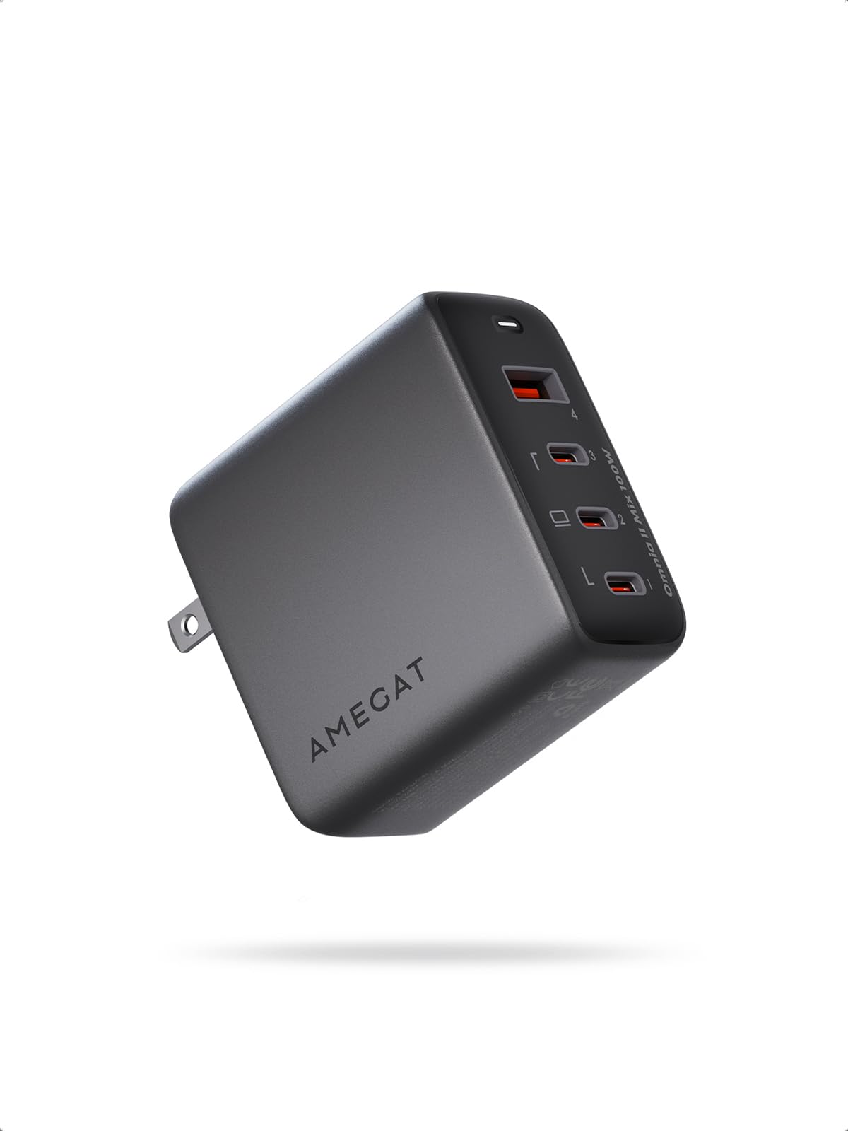 AMEGAT 100W USB C GaN III Fast Charger - 4-Port PPS PD 3.0 Wall Charger | Compact Foldable Power Adapter for MacBook, iPhone 15, iPad, Galaxy S23 | Perfect for Travel, Office & Home Charging Station