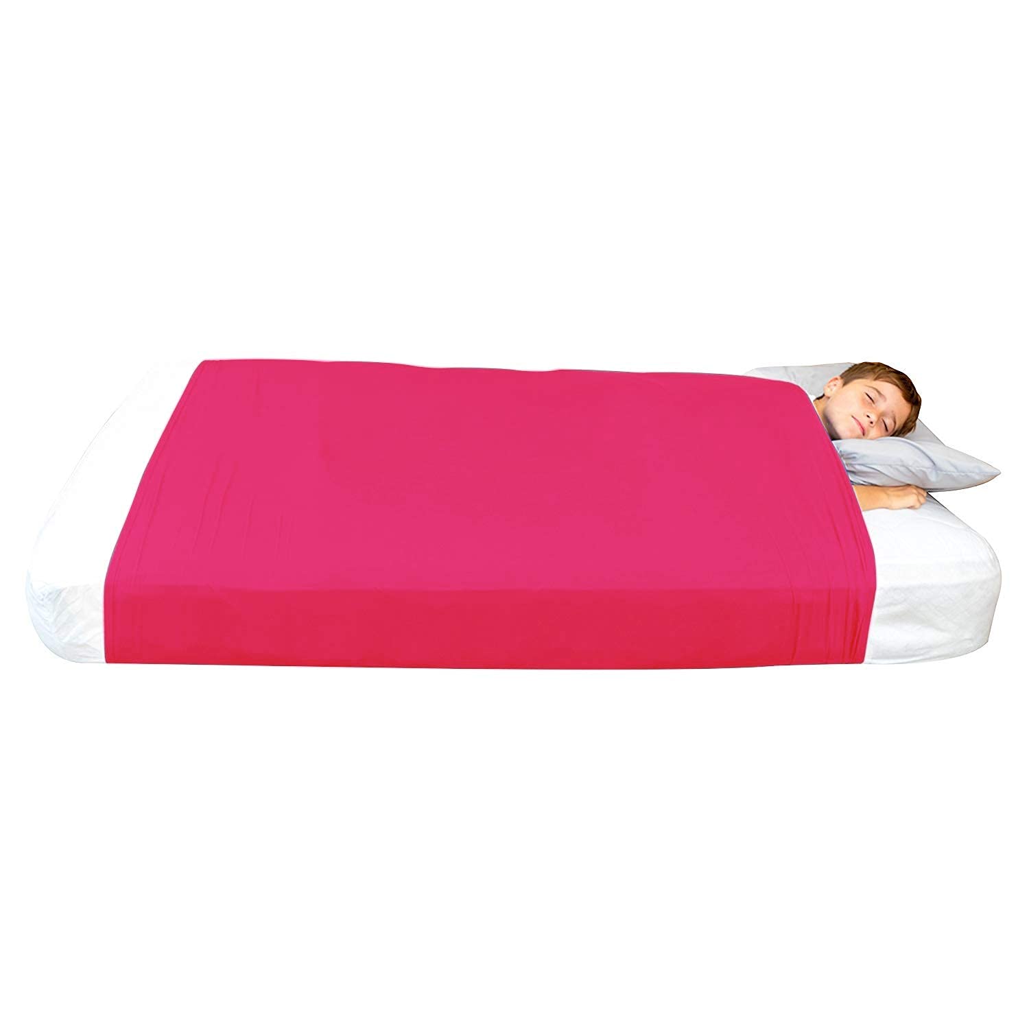 Kids Sensory Bed Sheet - Breathable Stretchy Compression Sheet Alternative to Weighted Blankets - Cool Comfortable Sleeping Bedding for Full Size Bed (Red) - Perfect for Calming Kids with ADHD, Autism & Anxiety