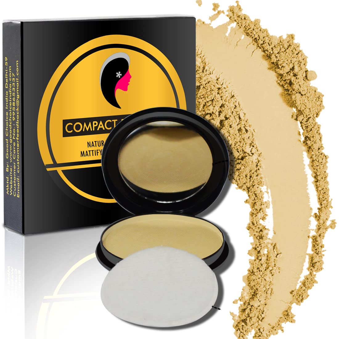 Adbeni Oil Control Compact Pressed Powder - Matte Finish, Long Lasting, Biege (CP02) | For Oily Skin & Shine-Free Makeup All Day | Perfect for Daily Use, Touch-Ups & On-The-Go Application