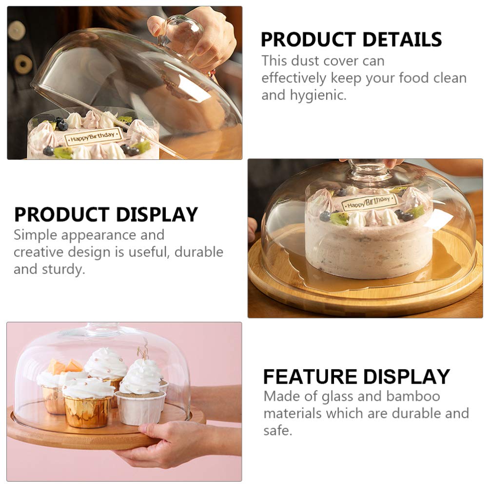 Glass Dome Cloche with Bamboo Base - 11.6