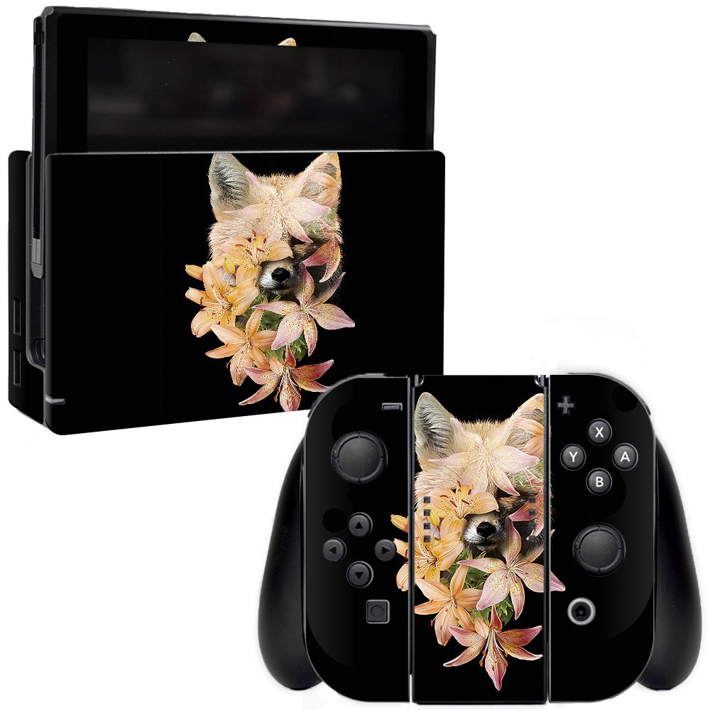 MightySkins Vinyl Decal Wrap Cover for Nintendo Switch - Foxy Flowers Design | Protective & Durable Skin | Easy to Apply & Remove | Made in USA | Perfect for Gaming, Travel, and Personalization