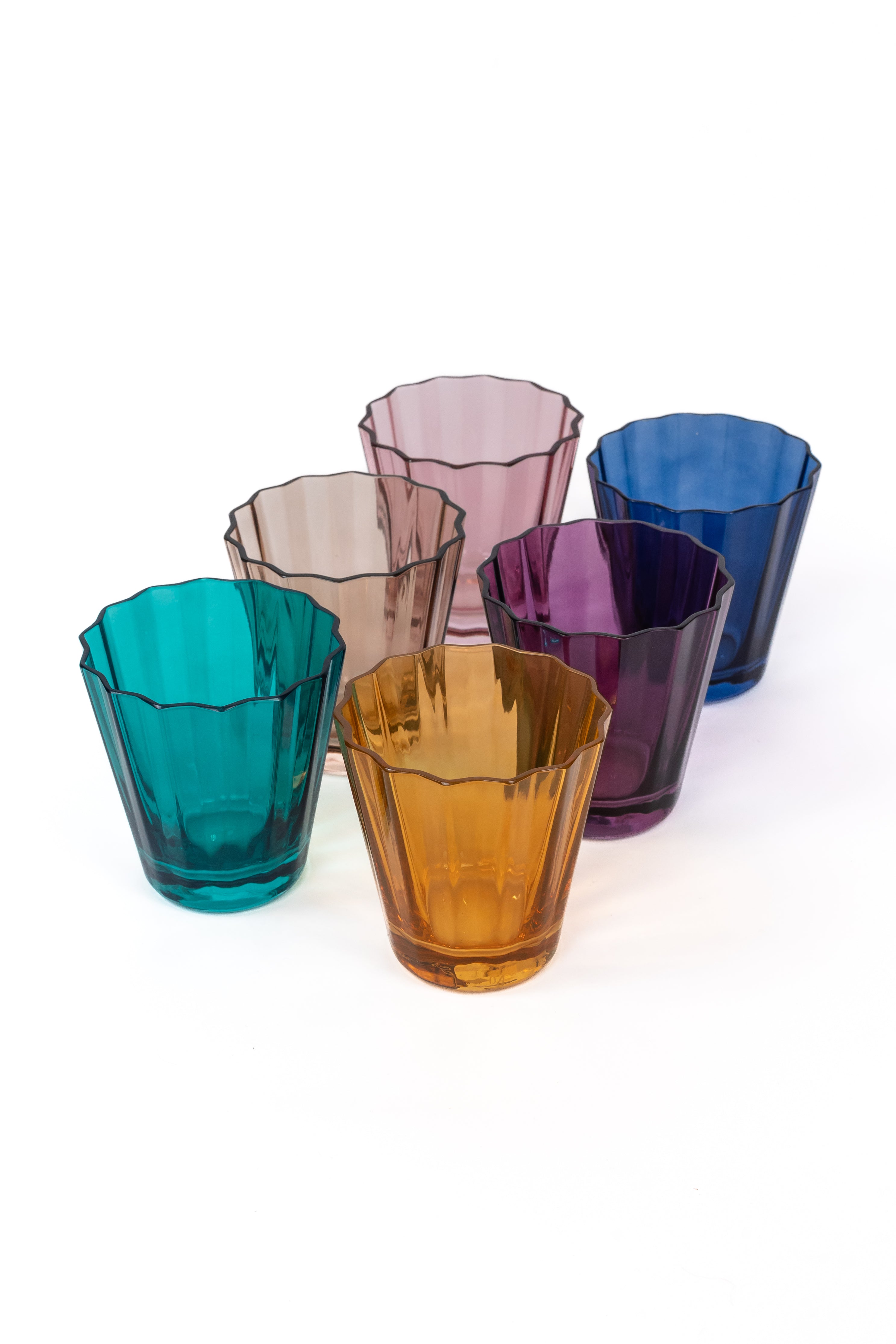 Estelle Colored Sunday Lowball Glasses - Set of 6 (Fall Mixed Colors) | Elegant Drinkware for Cocktails, Juice & Iced Coffee | Perfect for Home Bars, Dinner Parties & Holiday Gatherings
