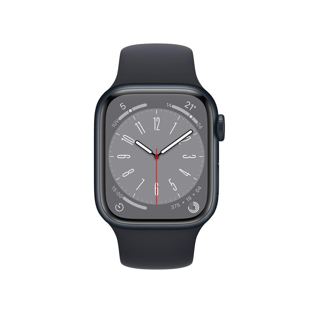 Apple Watch Series 8 (GPS + Cellular) 41mm Midnight Aluminum Case with Midnight Sport Band - Fitness Tracking, Heart Rate Monitor, Water Resistant for Swimming & Workouts