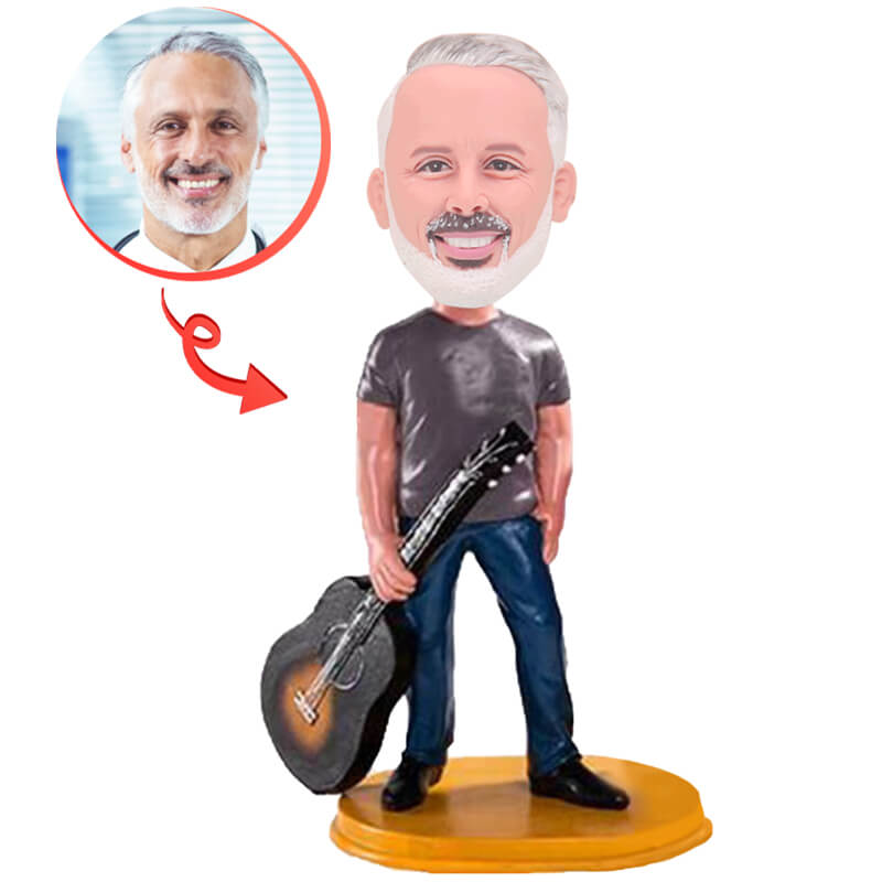 Custom Guitarist Bobblehead - Personalized Musician Figurine - Perfect for Gifts, Music Lovers & Band Merchandise - Great for Desks, Studios & Fan Collections