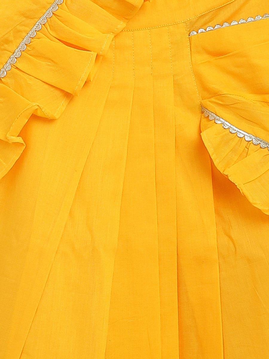 Girls Ruffle Saree Yellow - Traditional Indian Dress for Kids - Perfect for Festivals, Weddings & Cultural Events