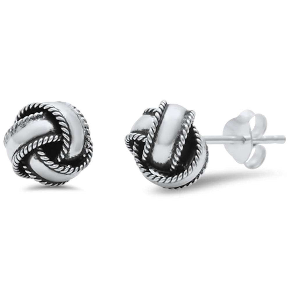 6mm & 8mm Bali Style Sterling Silver Braided Knot Stud Earrings - 925 Silver Twisted Ball Earrings for Women - Perfect for Everyday Wear, Parties & Gifts