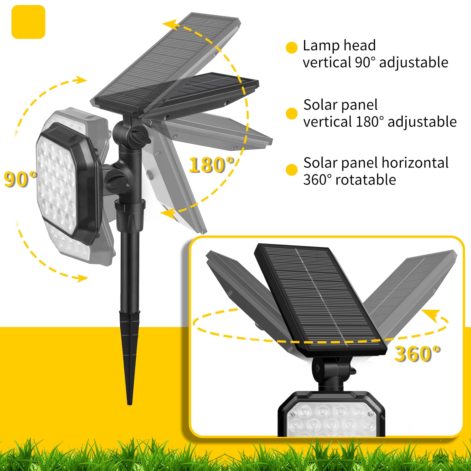 ROSHWEY 22 LED 700 Lumens Solar Spot Lights Outdoor Waterproof - Cool White Landscape Lighting for Yard, Garden, Driveway, Pathway, Walkway (4 Pack) | Perfect for Home Security & Nighttime Illumination