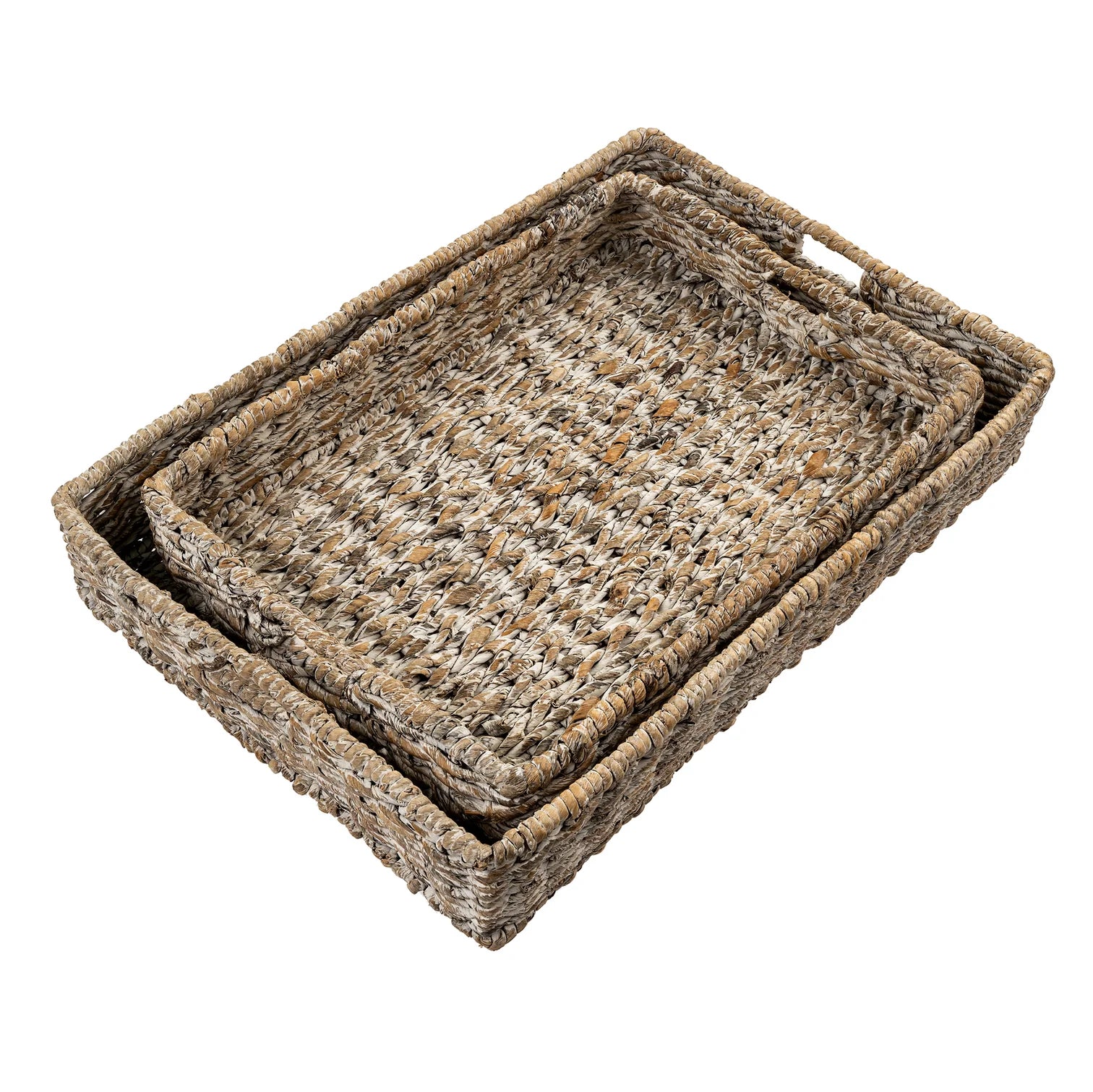 Handwoven Abaca Whitewashed Tray - Natural Rattan Serving Tray for Dining Table, Coffee Table Decor, and Party Serving | Perfect for Home Decor, Wedding Centerpieces, and Gift Giving