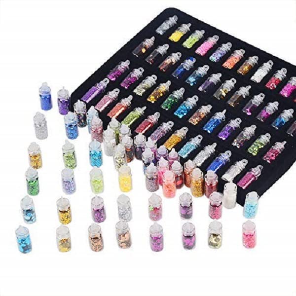 48 Colors Nail Glitter Powder Set - Multicolor Fine Glitter for Nail Art, DIY Nail Decoration, Slime Making & Craft Projects | Elecsera Professional Nail Glitter Kit