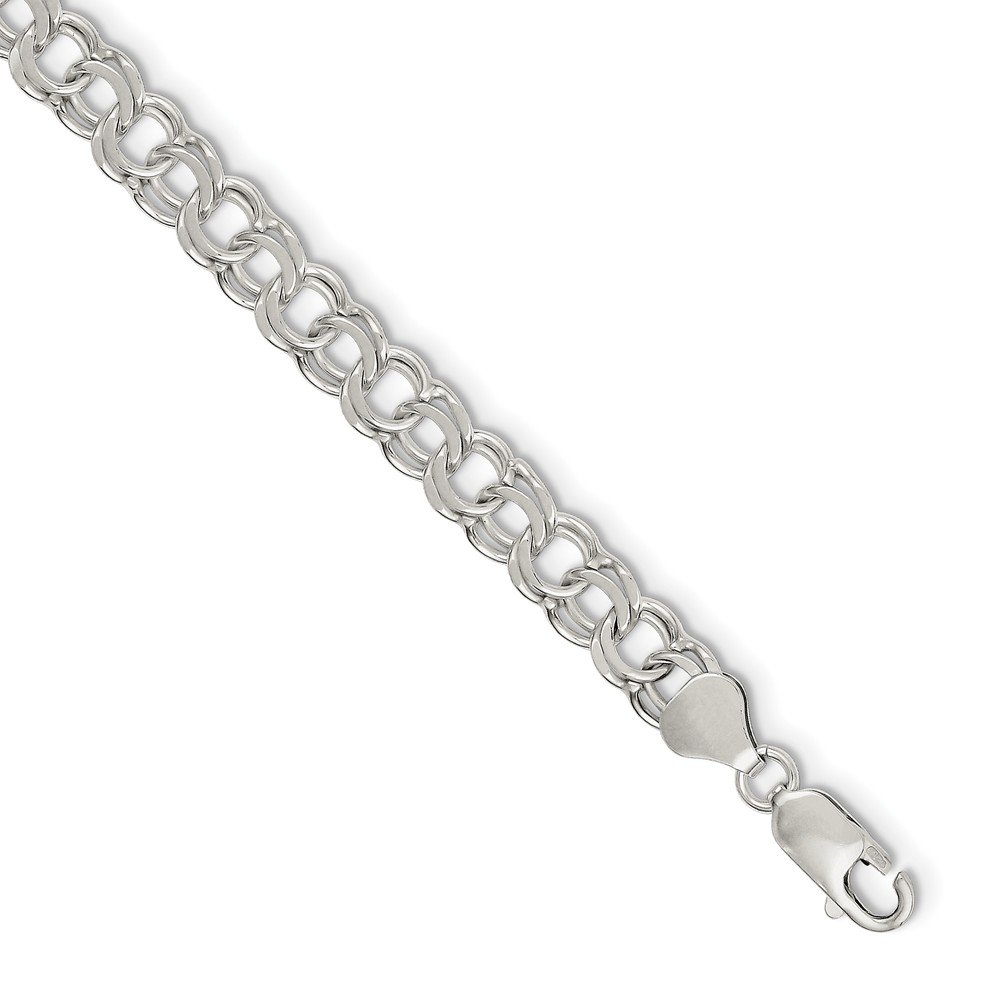 Sonia Jewels 925 Sterling Silver 7.6mm Charm Link Bracelet with Secure Lobster Clasp - Elegant 7