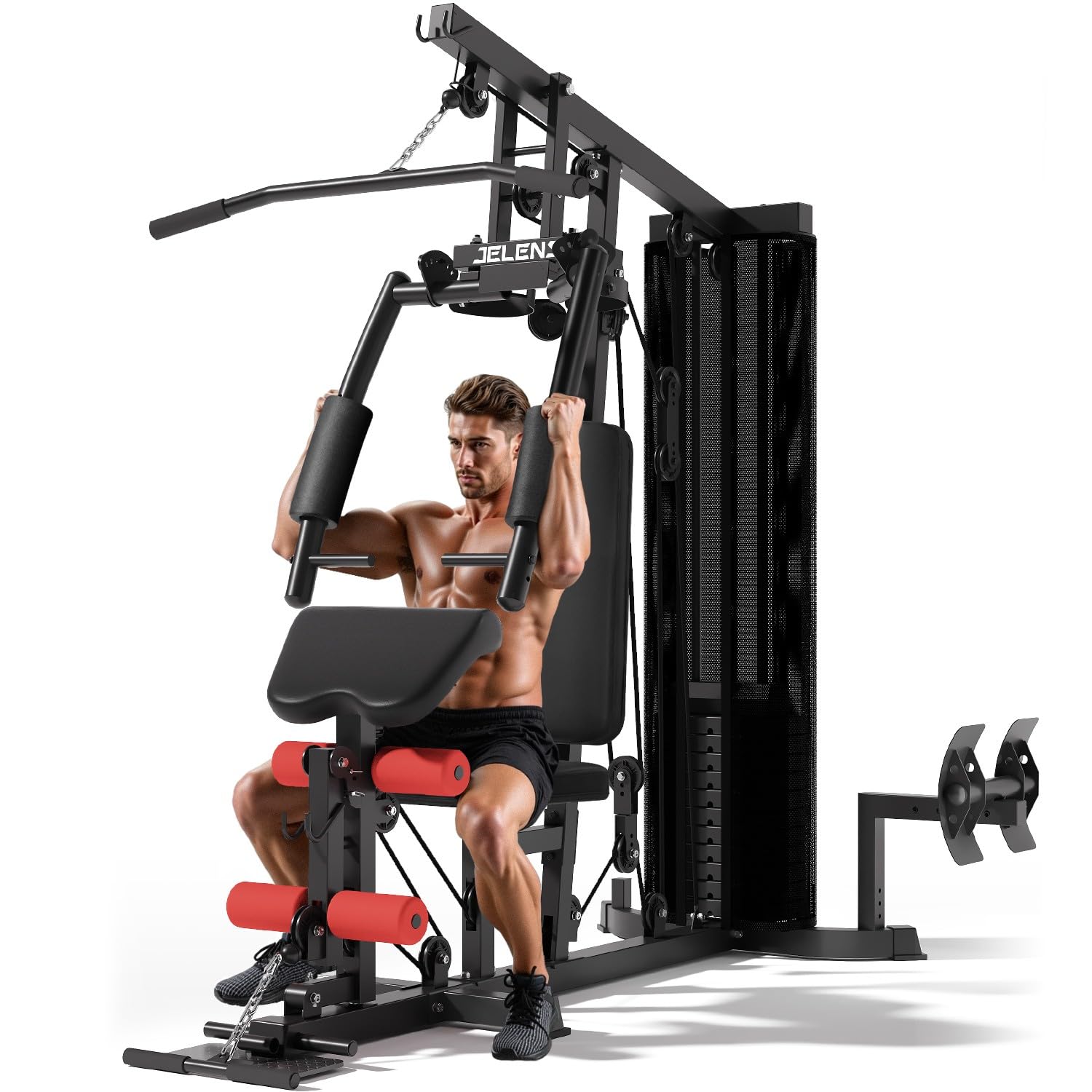 Multifunctional H10 Home Gym Equipment - 146LBS Weight Stack Workout Station with Pulley System for Full Body Training | Perfect for Home Fitness, Strength Training & Muscle Building