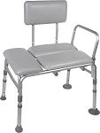 Padded Seat Transfer Bench for Shower and Bathroom - Non-Slip Shower Chair with Backrest for Elderly and Disabled - Safe Bathing Aid for Mobility Assistance
