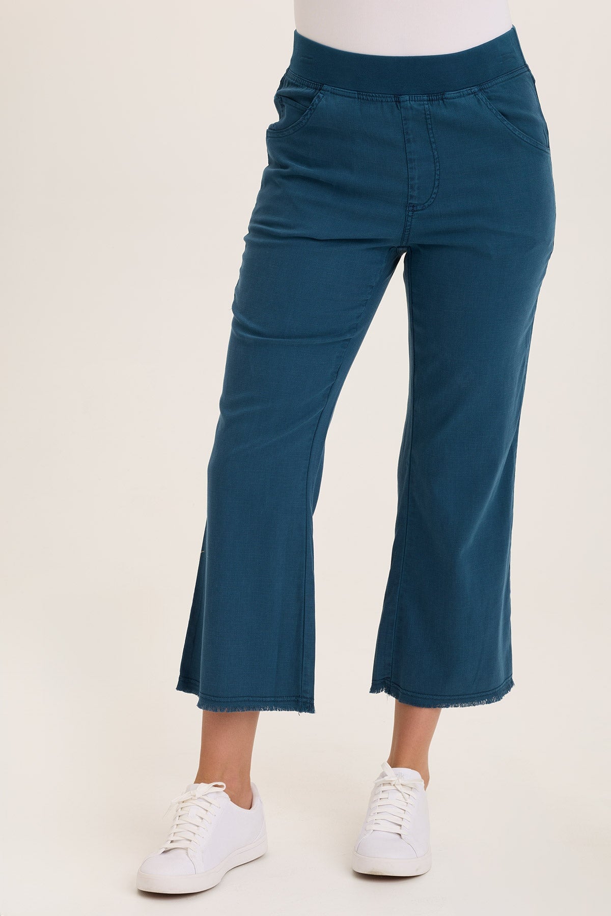 Lorilei Women's Twill Flare Pull On Pants - Comfortable High Waisted Stretch Trousers for Work, Office & Casual Wear