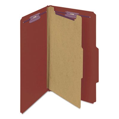 Self-Tab Pressboard Classification Folders - Legal Size, 4-Section, Red, 10 per Box (50 Total) - Perfect for Office, School, and Legal Document Organization