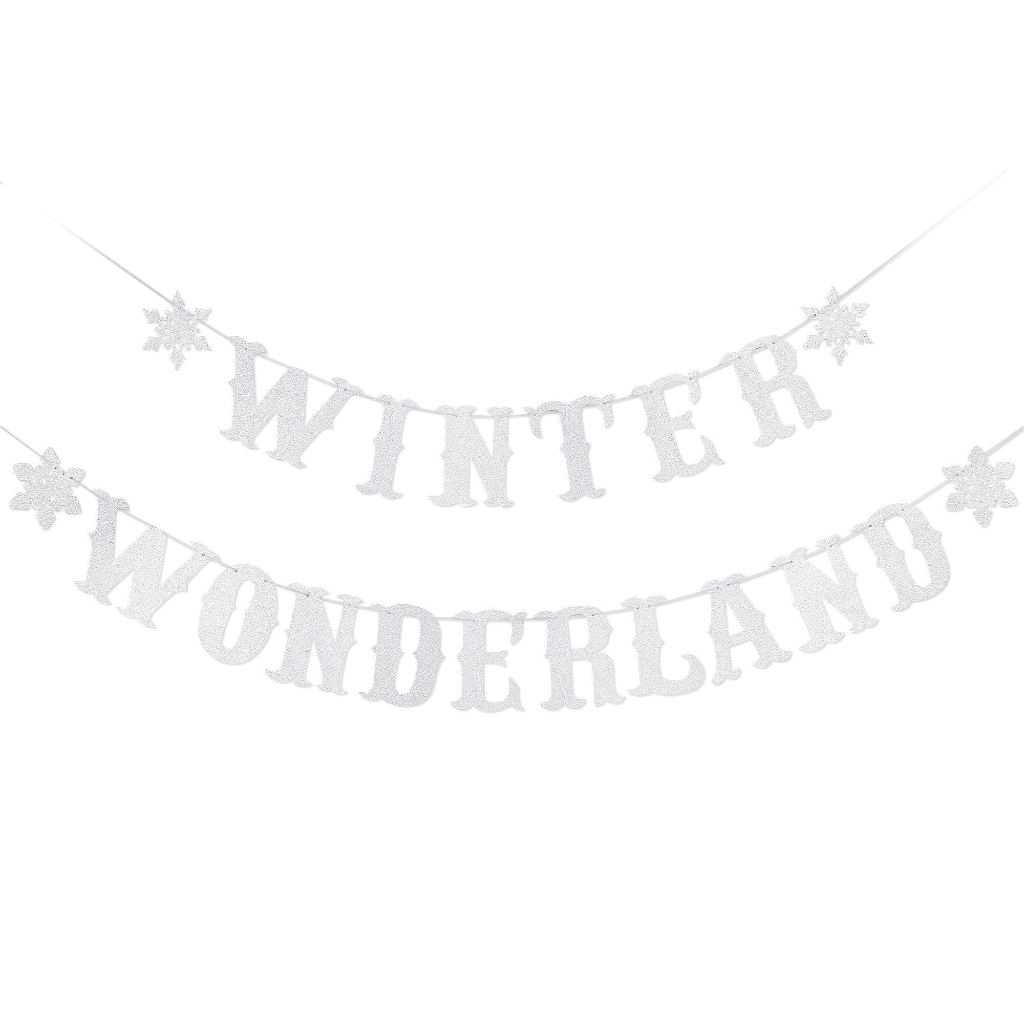 Silver Glitter Snowflake Winter Wonderland Banner - Elegant Baby Shower & Birthday Party Decor for Winter Wonderland Theme | Perfect for Christmas, New Year & Holiday Celebrations