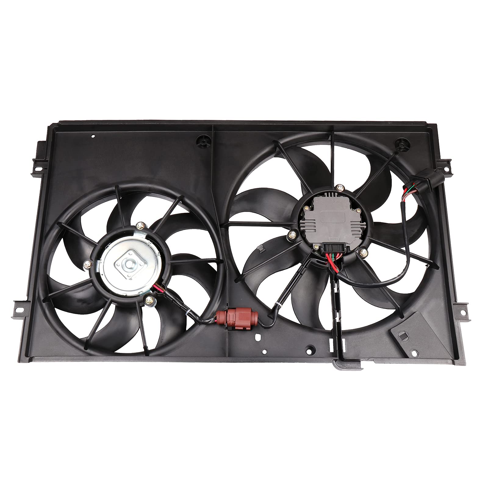GFJEF 12V Dual Radiator Fan Assembly - LH/RH Side Replacement for VW A3 1.4L (2012-2013) & Caddy 1.6L (2018-2019) - Compatible with OEM 620-843 & VW3115114 | Perfect Cooling Solution for Summer Driving & Heavy Traffic Conditions