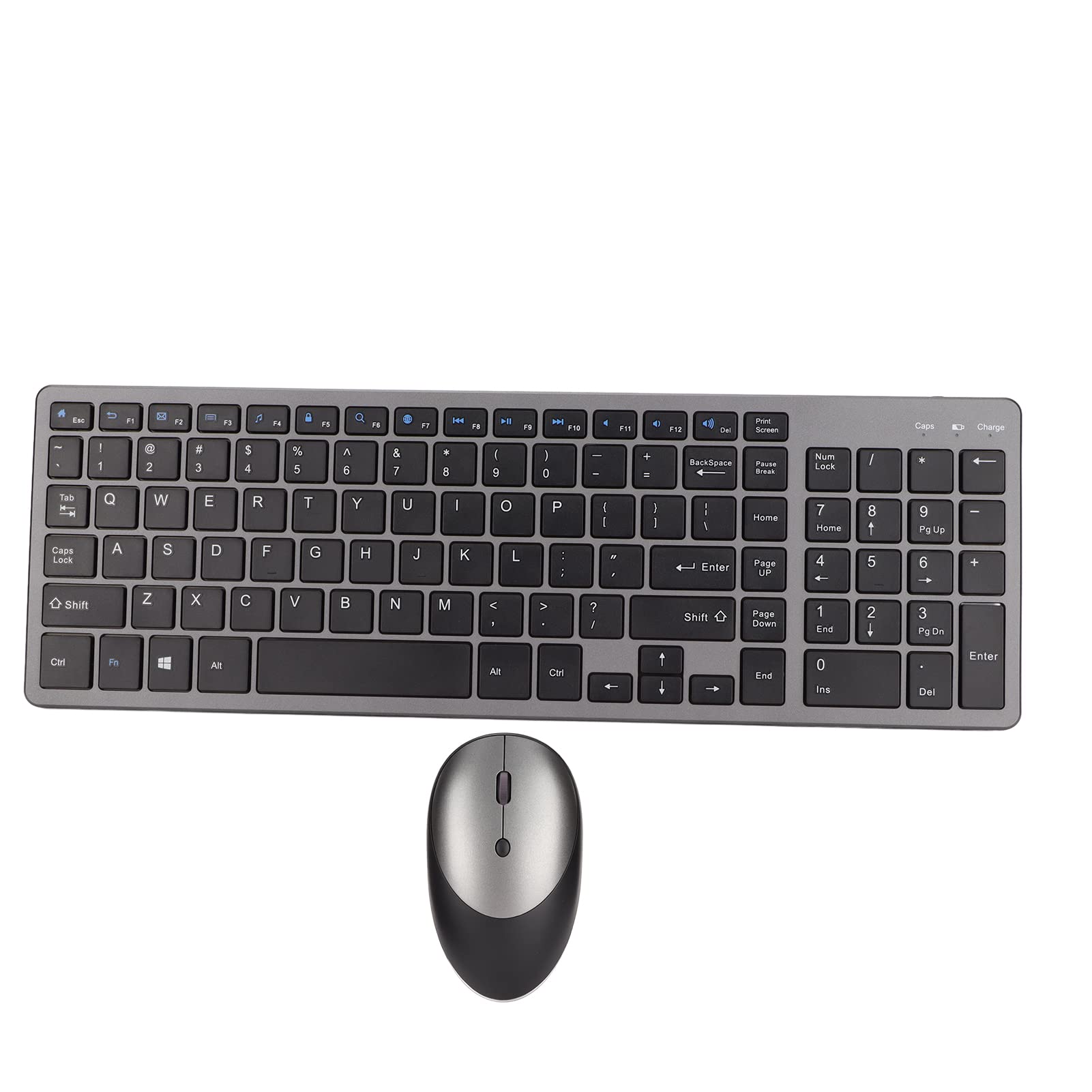 Wireless Keyboard and Mouse Combo - Ultra-Thin 102 Keys, Quiet & Sensitive USB Rechargeable Keyboard for Desktop (Iron Gray) - Perfect for Office, Gaming & Home Use