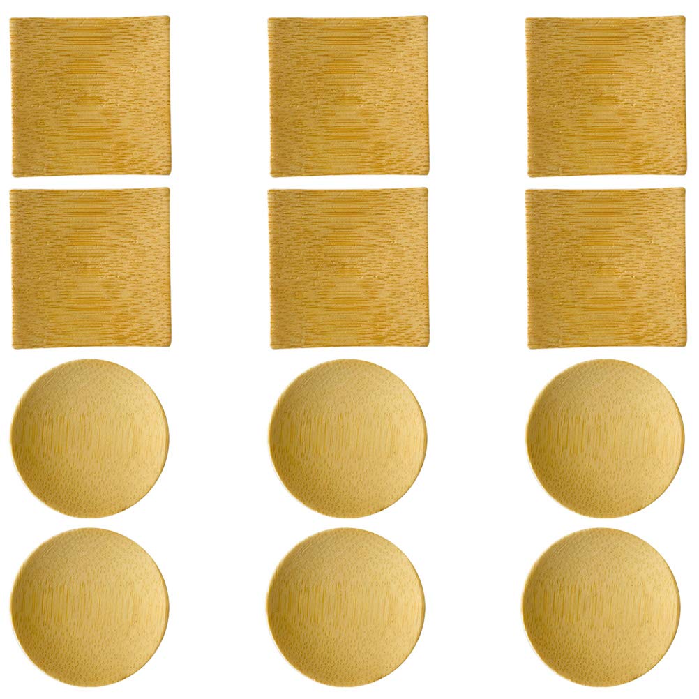 DOITOOL 12-Piece Bamboo Sauce Dishes Set - Small Snack Plates, Seasoning Bowls & Dessert Plates - Assorted Colors for Sushi, Dipping Sauces, Appetizers & Party Serving