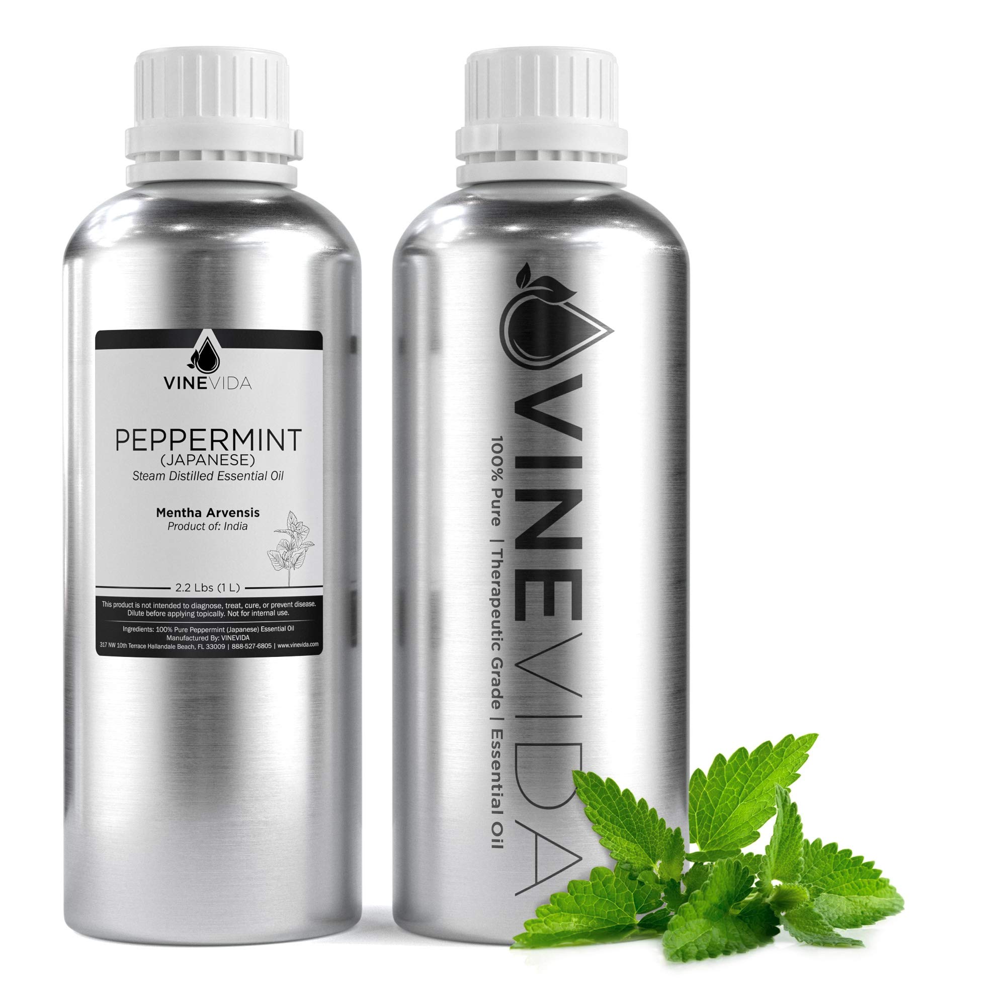 Premium 100% Pure Japanese Peppermint Essential Oil - 32oz Bulk Size in Aluminum Bottle - Undiluted for Aromatherapy, DIY Soaps, Candles & Diffuser Blends - VINEVIDA - Perfect for Relaxation, Stress Relief & Home Spa Treatments
