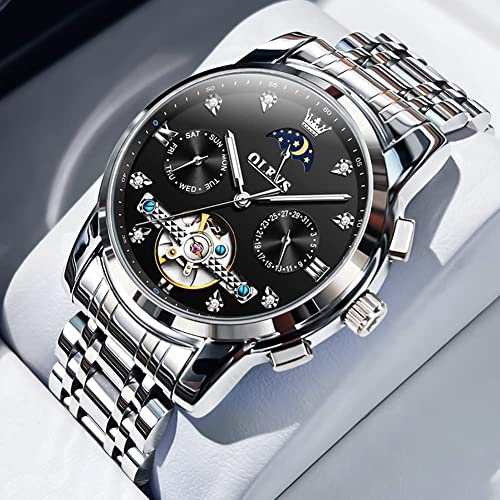 6678：Silver band & Black dial