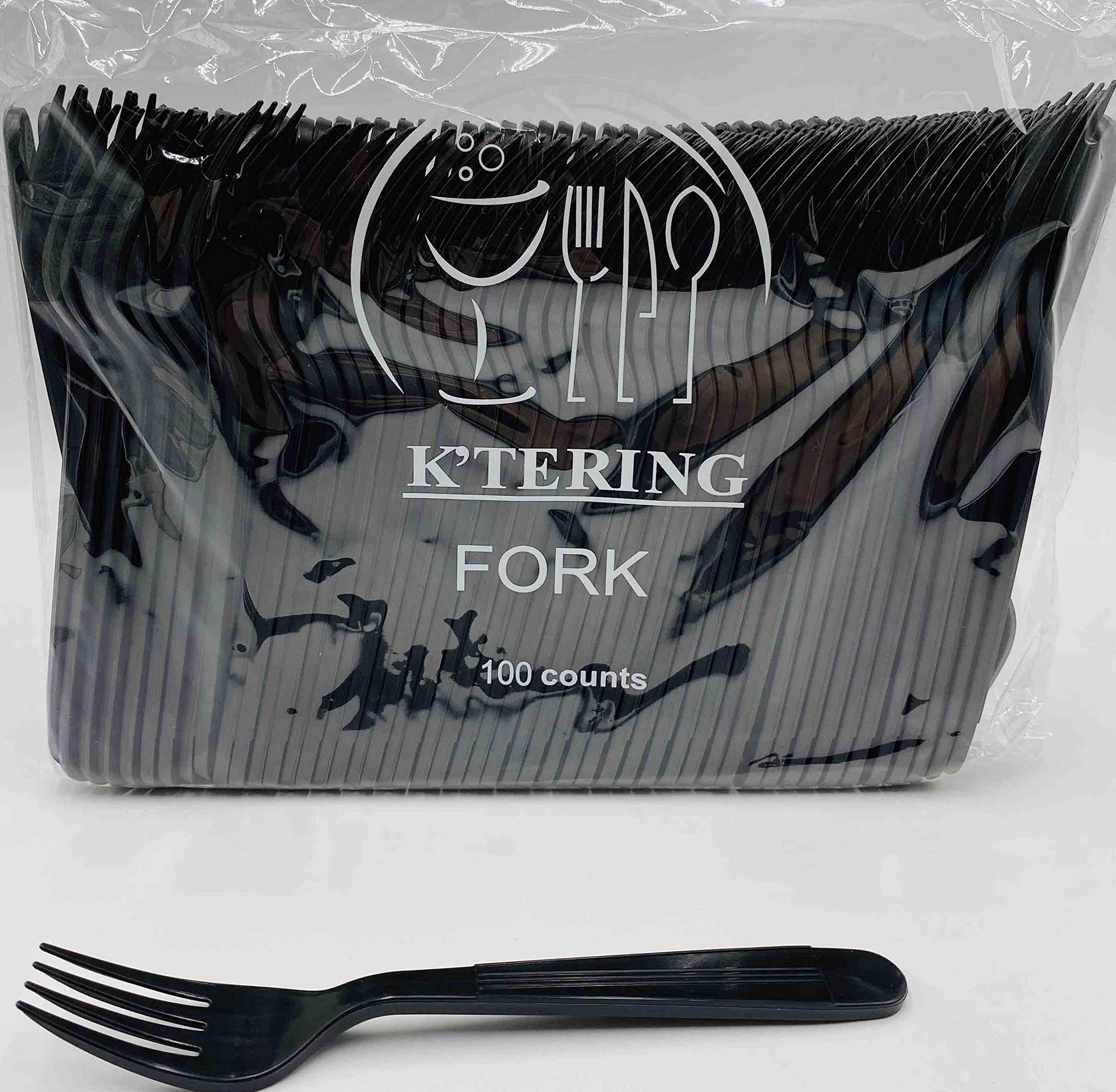Heavy Duty Plastic PP Forks - 1000 Pieces (100pcs x 10 Packs) - Durable Black Cutlery for Catering, Parties & Restaurants - BPA-Free Disposable Utensils for Events, Picnics & Food Service
