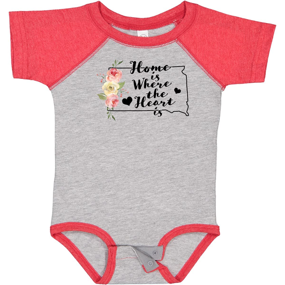 Inktastic South Dakota Home is Where The Heart is Watercolor Baby Bodysuit - Soft Cotton Infant Onesie for Newborns, Baby Showers & Family Photos
