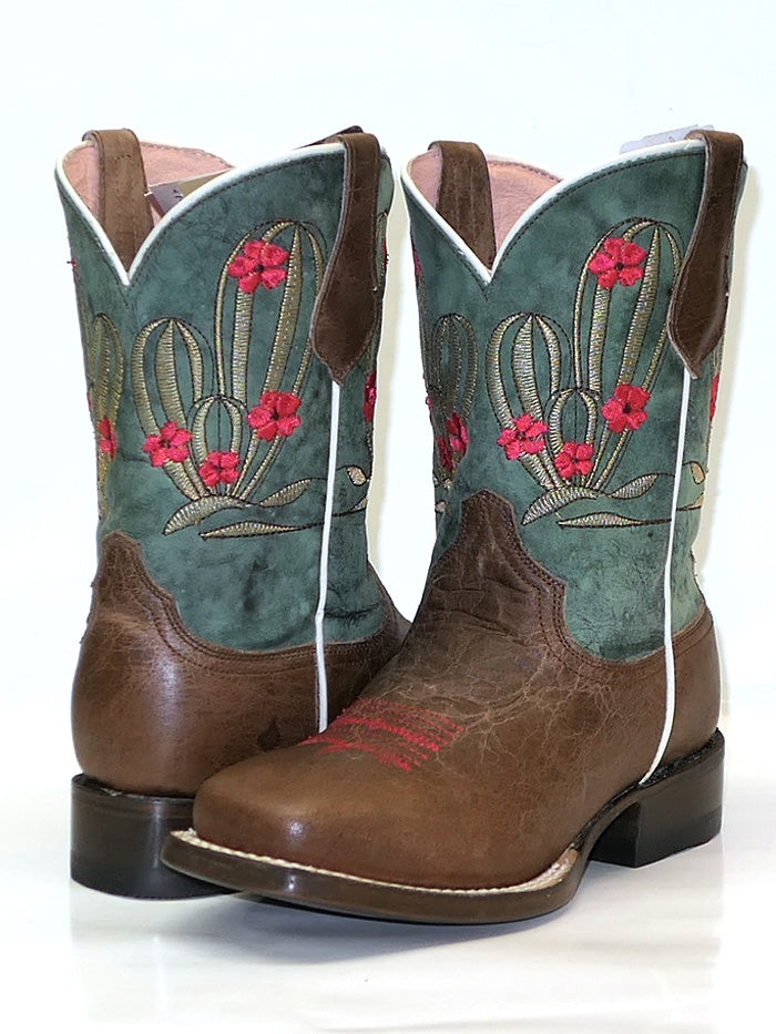 Roper 09 018 7022 1435 Kids Square Toe Cowgirl Boots - Tan Western Boots for Girls | Perfect for Rodeo, School & Country Fashion