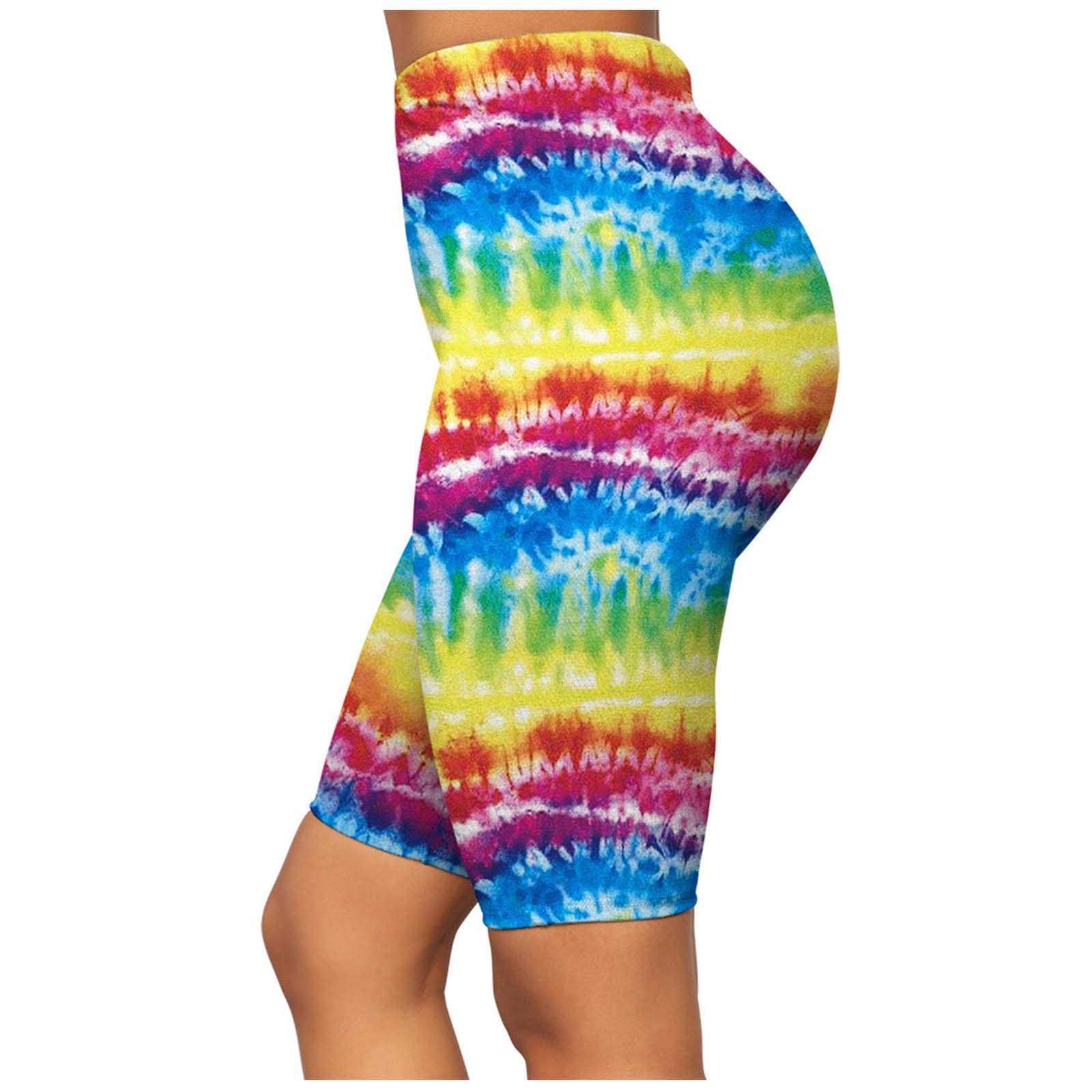 Women's High Waisted Tie Dye Gym Shorts - Butt Lifting Athletic Shorts for Summer & Fall - Cottagecore Style Workout Shorts with Graphic Design | Perfect for Yoga, Running, and Casual Wear