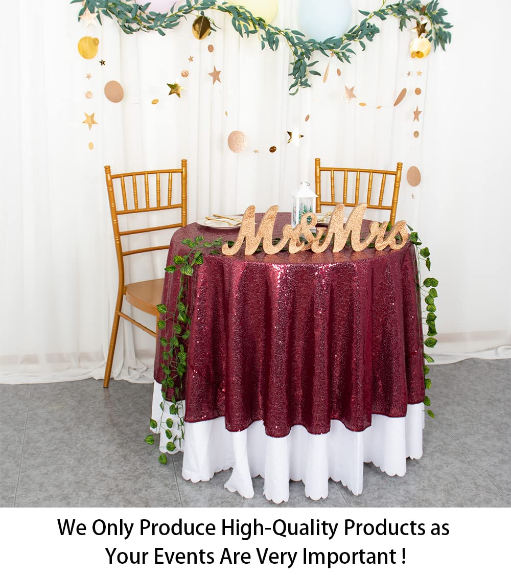 ShinyBeauty 60 Inch Round Burgundy Sequin Tablecloth - Elegant Maroon Glitter Table Cover for Weddings, Bridal Showers, Birthday Parties & Banquet Decor | Perfect for Dessert Tables & Special Event Centerpieces
