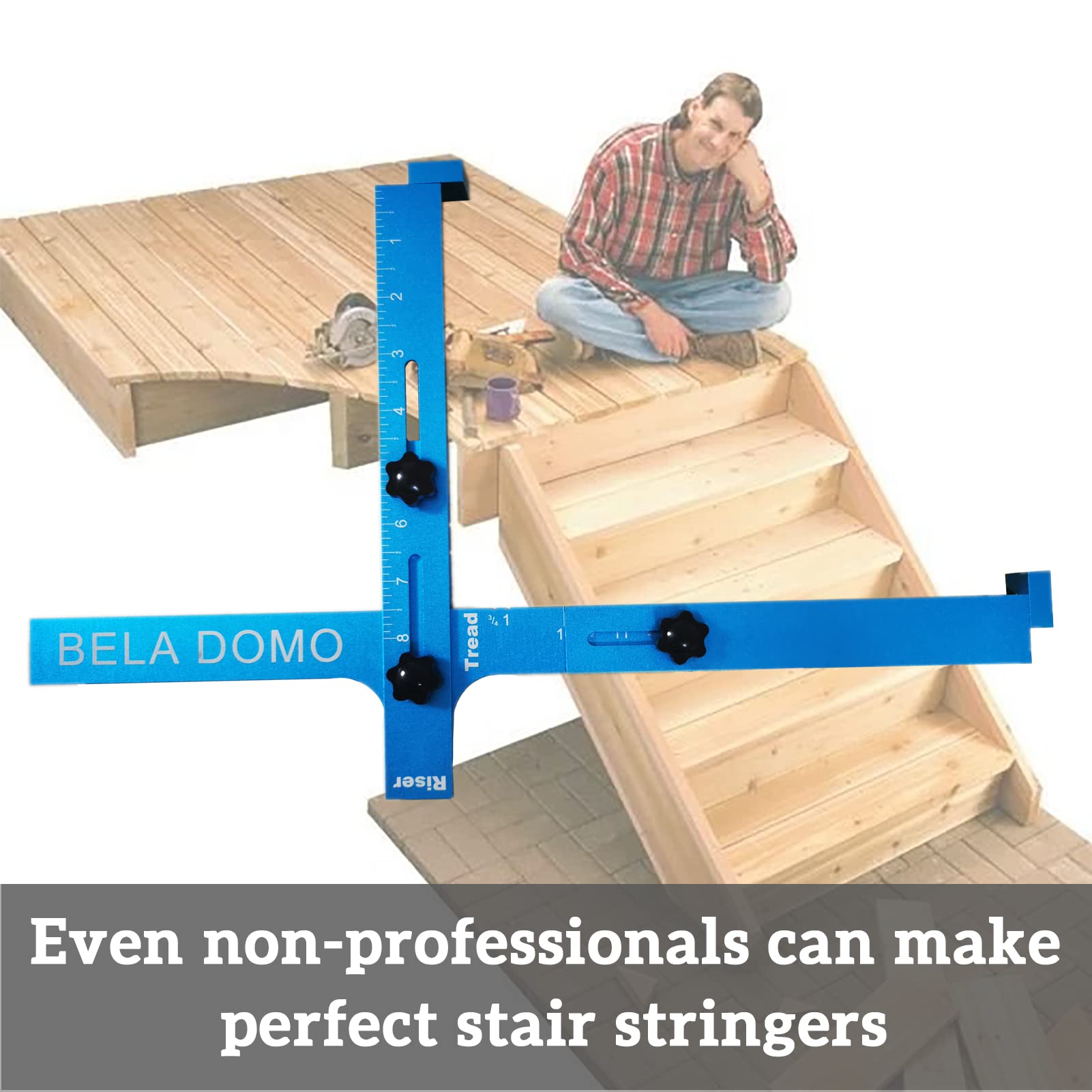 Stair Stringers Cutting Layout Tool - Professional Stair Building Template for DIY & Contractors - Perfect for Home Renovation, Deck & Staircase Projects