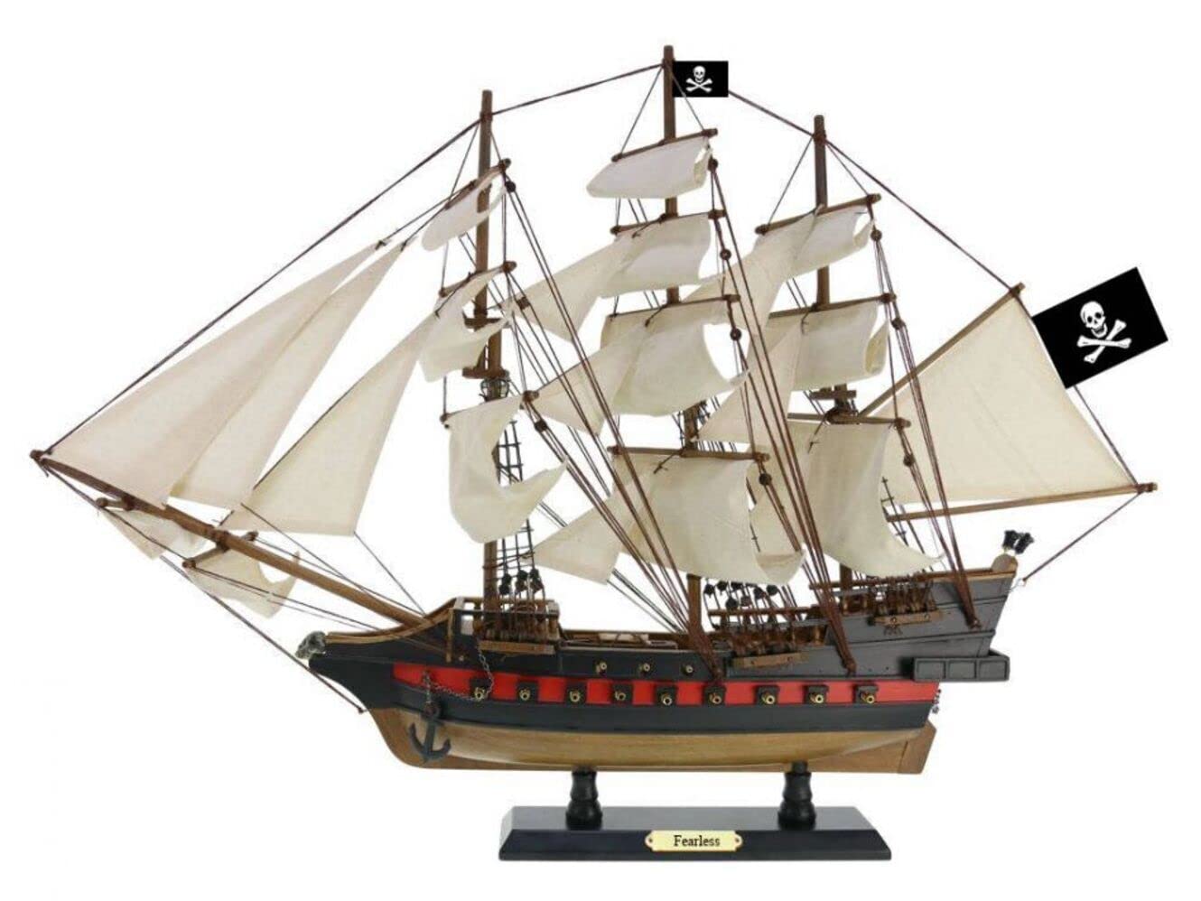 Handmade Wooden Pirate Ship Model - 26