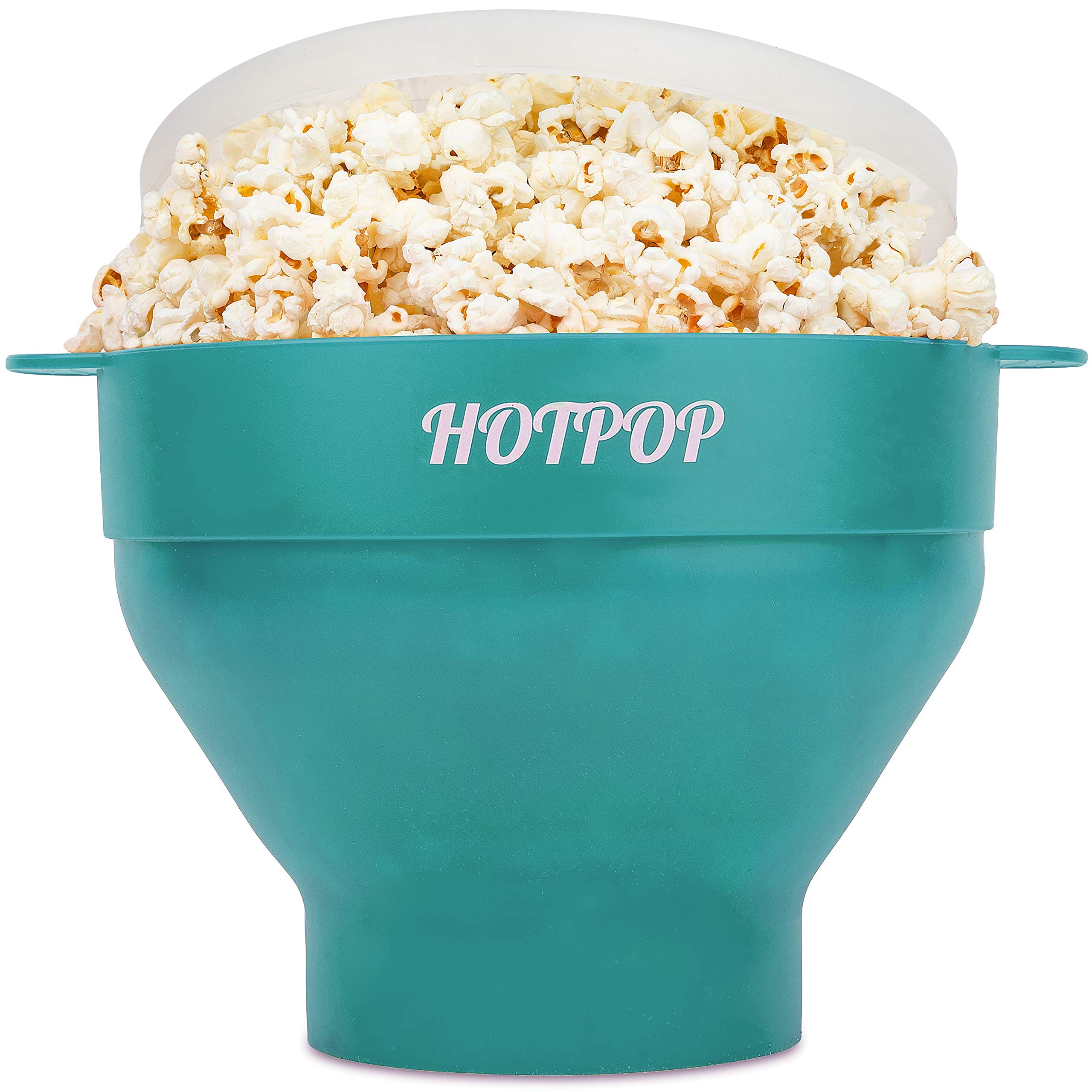 Original Hotpop Microwave Popcorn Bowl - BPA-Free Silicone Collapsible Popcorn Maker Popper | Dishwasher Safe, 20 Color Options (Cyan) | Perfect for Movie Nights, Snack Time & Family Gatherings