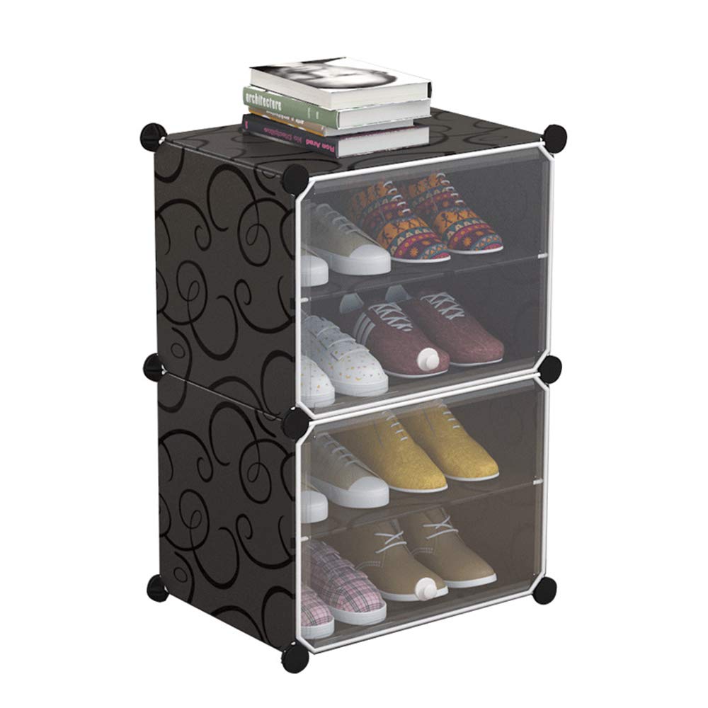 Plastic Shoe Storage Rack with Cover - Holds 36 Pairs of Shoes - Space Saving Closet Organizer for Entryway, Hallway & Bedroom (126x31x96cm, Black) - Perfect for Small Spaces & Shoe Collection Organization