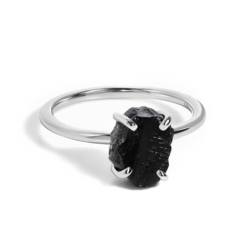 Silver Black Obsidian Ring - Petite