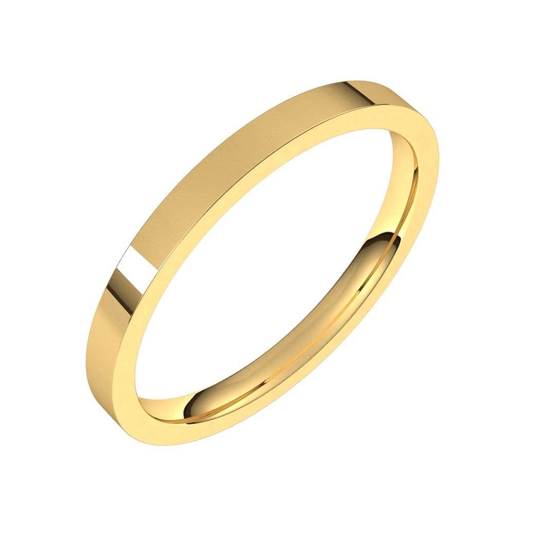 14K Yellow Gold 2mm Flat Comfort Fit Wedding Band Ring for Women - Size 4-10.5 | Lightweight Durable Jewelry Gift for Anniversary, Engagement, Everyday Wear