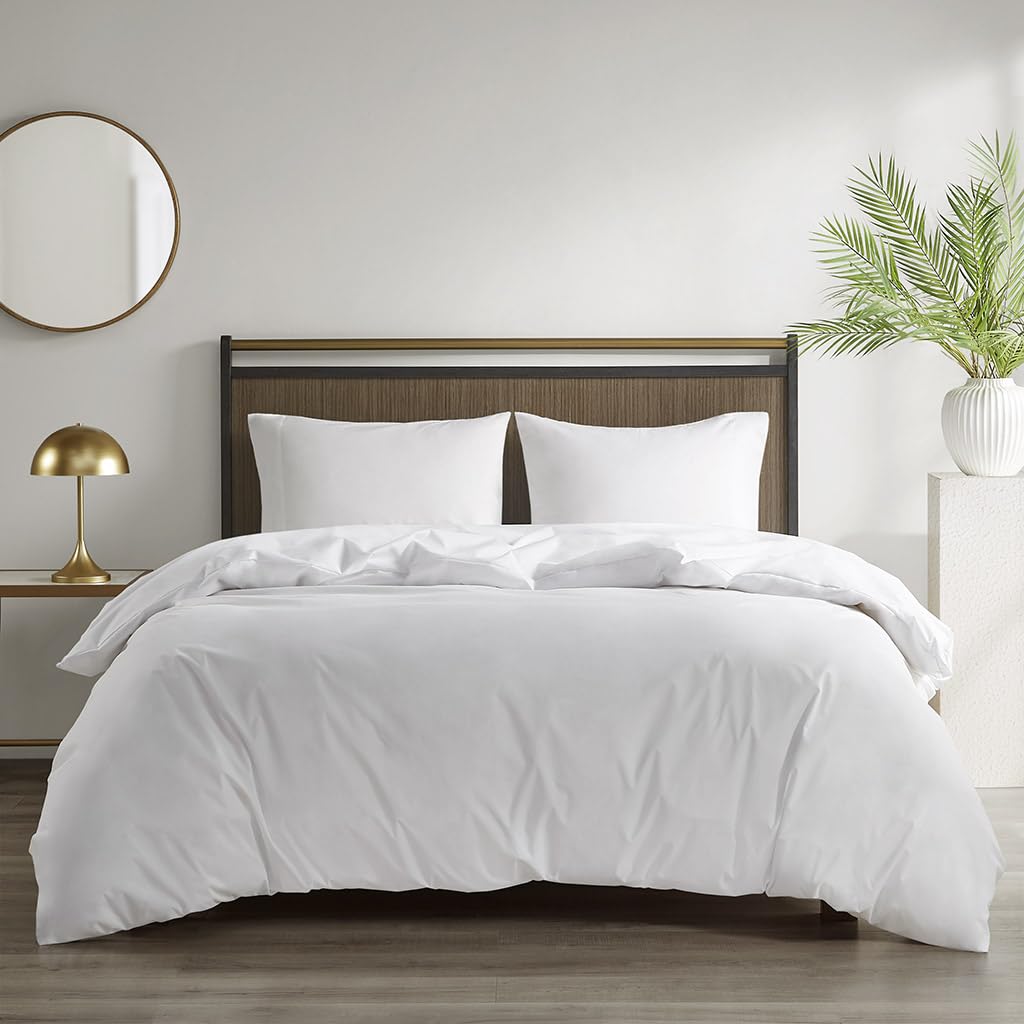 Sleep Philosophy King Size Waterproof Duvet Cover - All Seasons Comforter Protector with 3M Scotchgard Moisture Wicking Technology & Zipper Closure (White) | Ideal for Allergy Sufferers, Kids' Beds & Luxury Hotel-Style Bedding