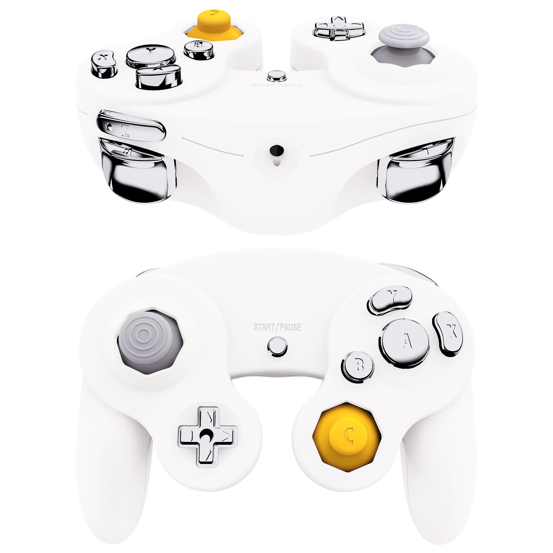 ExtremeRate Chrome Silver Replacement Buttons & Thumbsticks Kit for Nintendo GameCube Controller - DIY Repair Set with ABXY, D-Pad, ZL/ZR Keys & Tools (Controller Not Included) - Perfect for Controller Customization & Gaming Enthusiasts