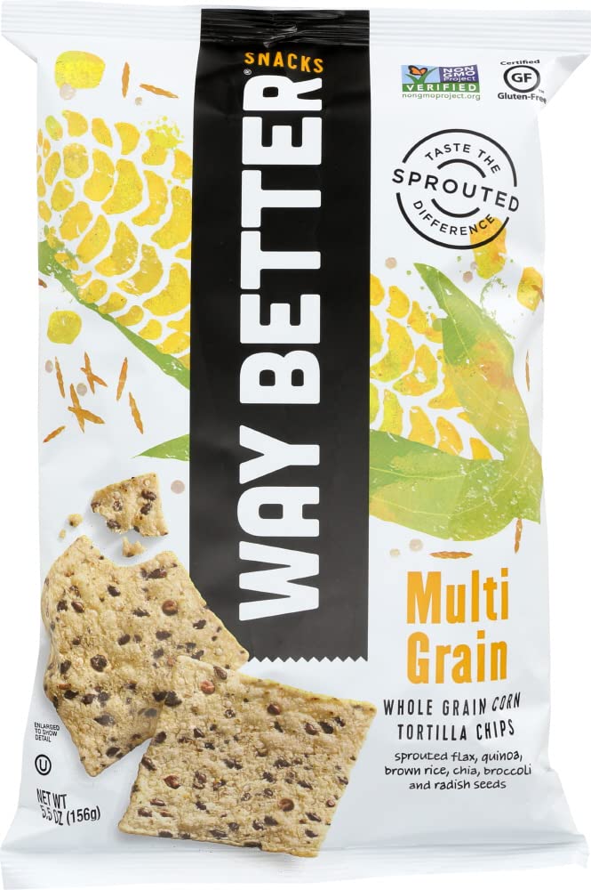 Way Better Snacks Simply Sunng Multigrain Tortilla Chips - Gluten Free, Non-GMO, 5.5 oz Bags (12 Pack) - Healthy Snack for Parties, School Lunches & Movie Nights